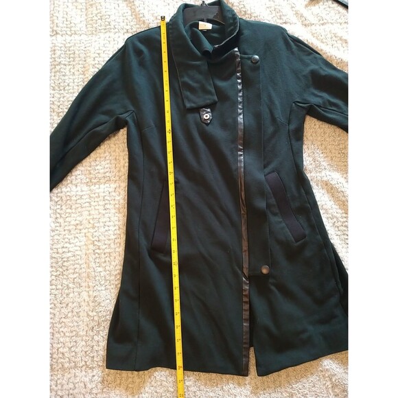 Cabi Turtleneck  Asymmetrical Zip Coat Sm Edgy Olive Green Y2K City - Picture 6 of 11